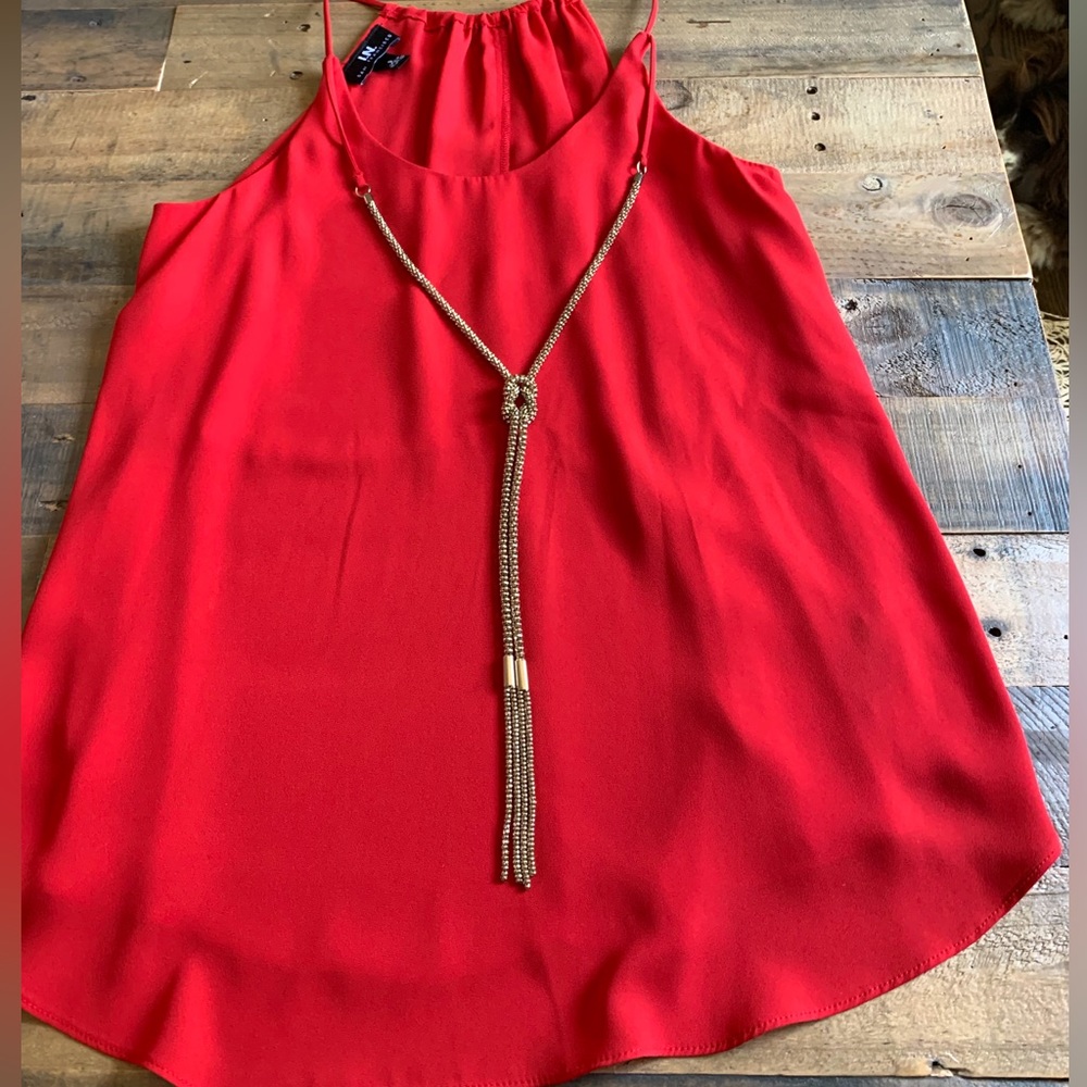 I.N.C San Francisco Cherry Red top/attached chain